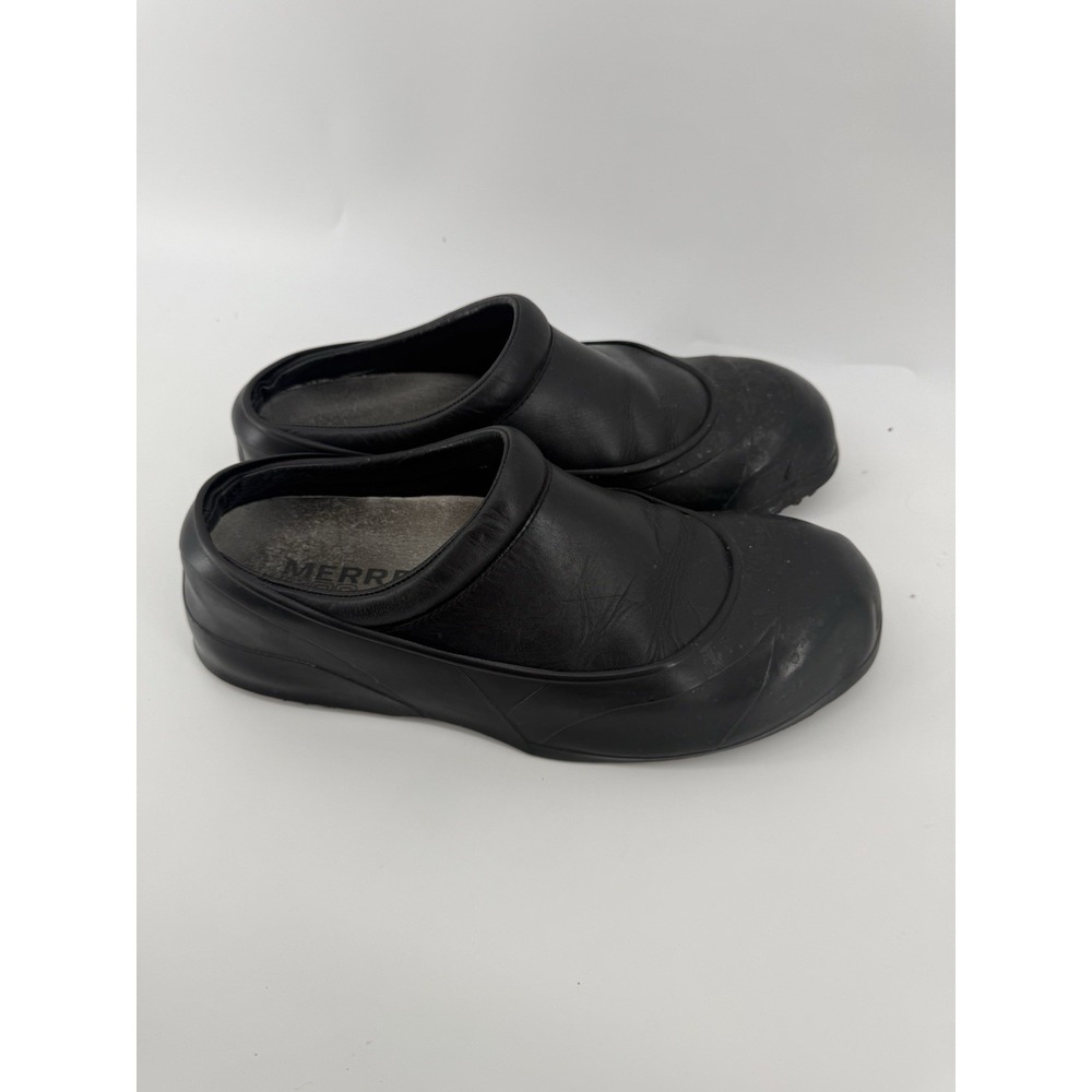 Merrell Men's Moc Pro Grip Black Leather Slip On Clogs Size 8